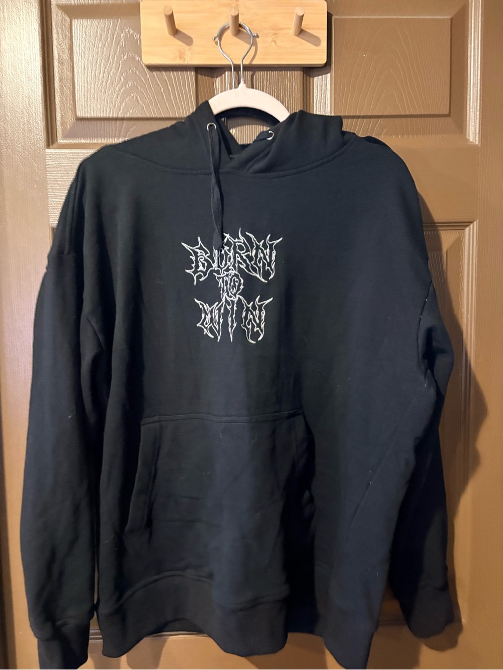 SHEIN Black Hoodie with White Gothic Logo